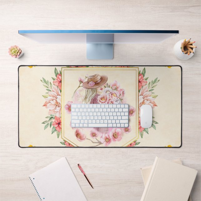 Art Floral, Art Graphique Rose, Dame Du Printemps (Bureau 1)