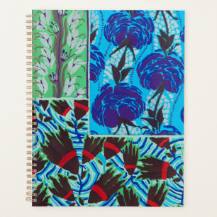 Art floral bleu et vert maximaliste vibrant