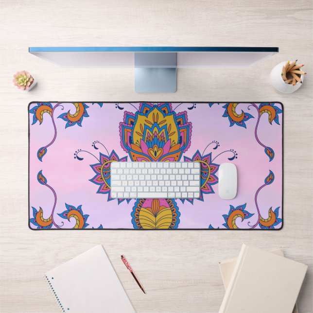 Art Floral bleu et violet, Mehndi Blue Bliss (Bureau 1)