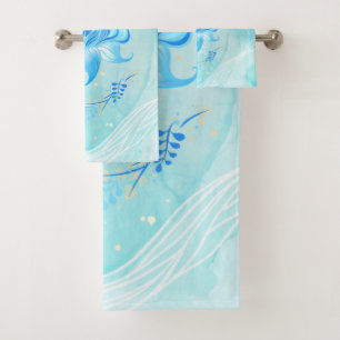 Art floral de lotus bleu et sarcelle
