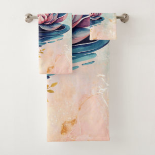 Art floral de lotus rose et vert