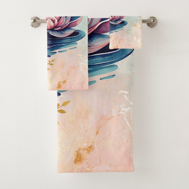 Art floral de lotus rose et vert (En situation)