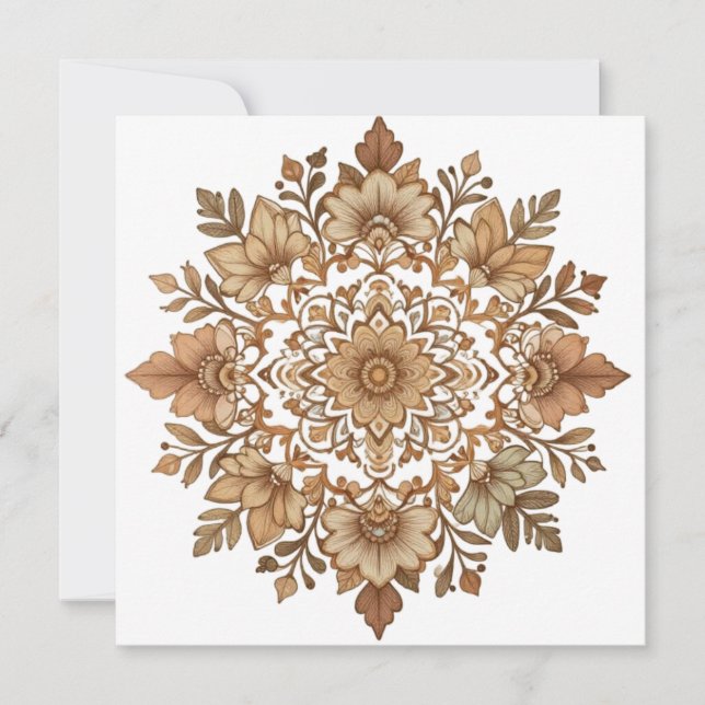 Art floral mandala complexe tons bruns (Devant)