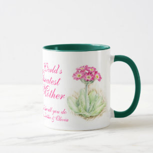 Art floral Primula Meilleure Mère Mug du monde