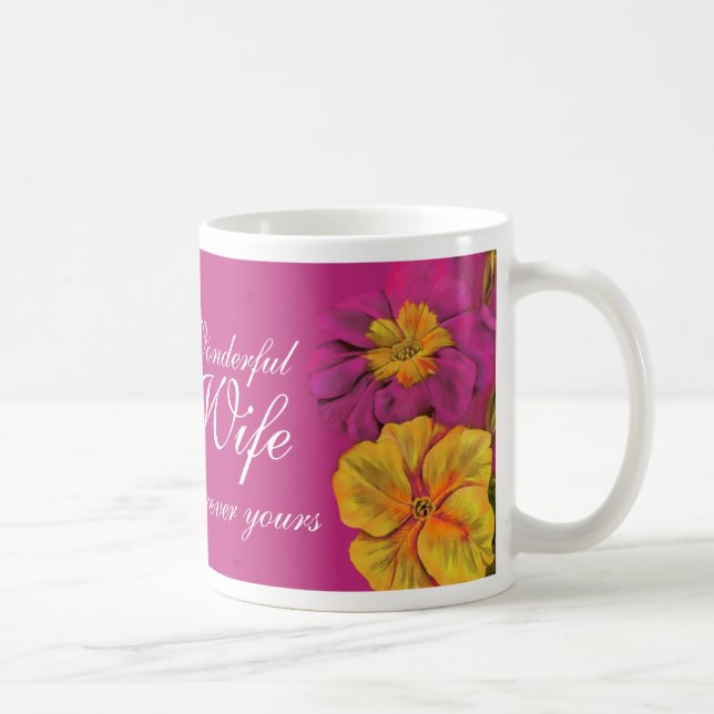 Art floral Primula Merveilleuse Femme mauve mug (Droite)