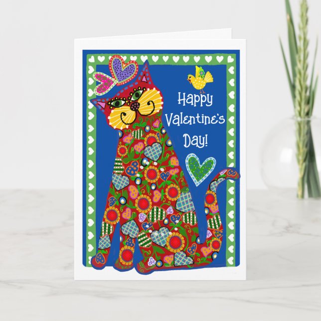 Art folklorique de la carte pliée Valentine de cha (Devant)