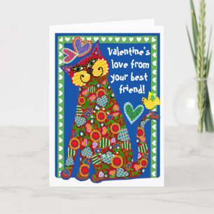 Art folklorique de la carte pliée Valentine de cha