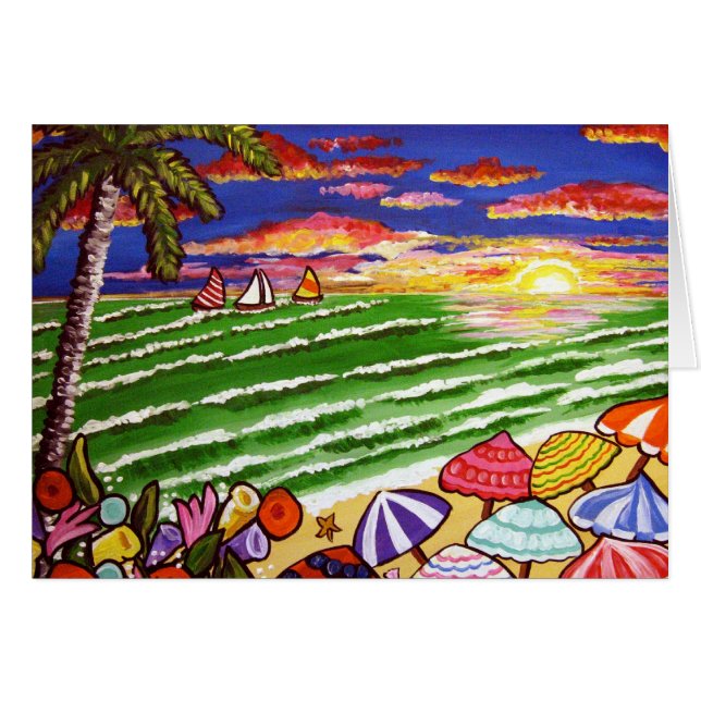 Art folklorique du coucher de soleil sur la plage  (Devant horizontal)