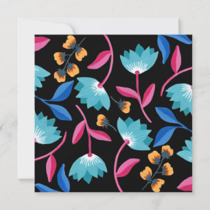 Art folklorique floral noir coloré