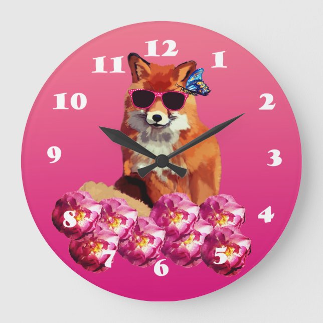 Art Fox, horloge murale rose (Recto)
