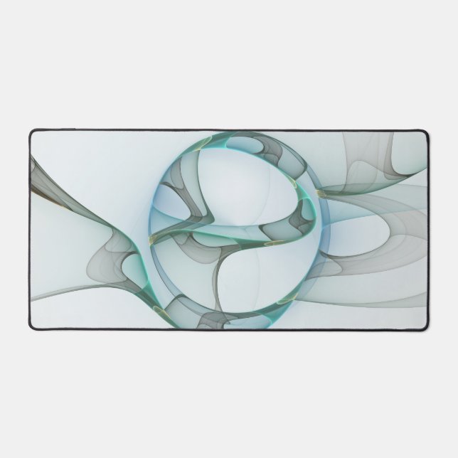 Art fractal abstrait moderne bleu turquoise gris (Recto)