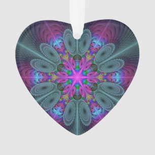 Art fractal coloré mandala avec cœur rose