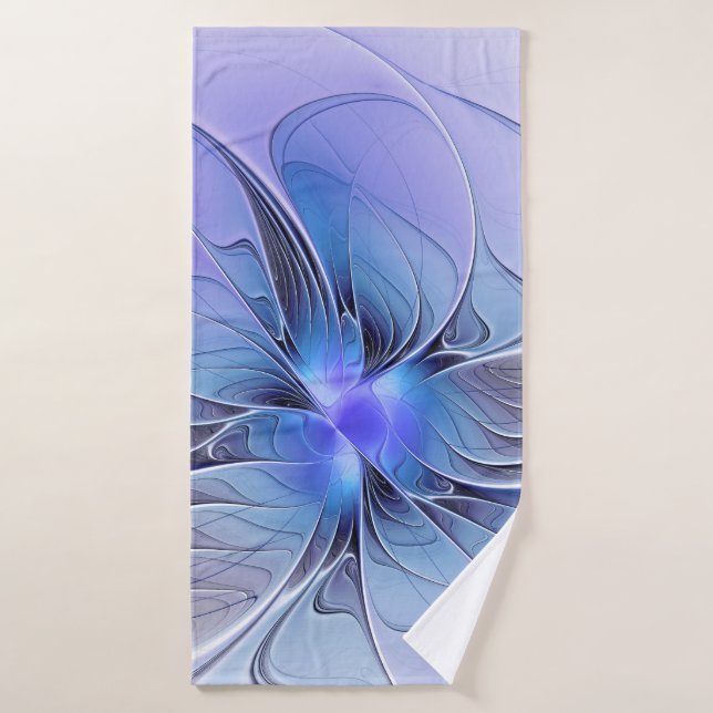 Art fractal moderne abstrait bleu lavande (Serviette de bain)