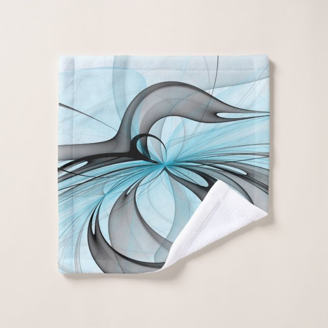 Art fractal moderne gris anthracite abstrait bleu (Gant de toilette)