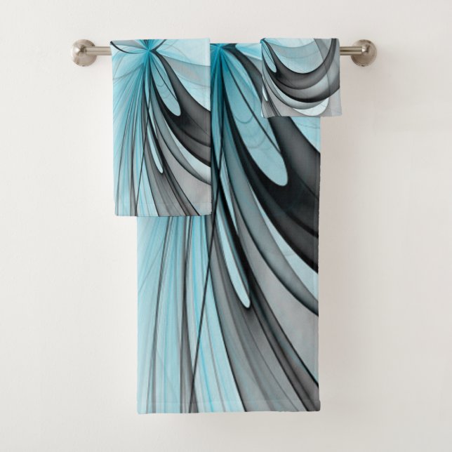 Art fractal moderne gris anthracite abstrait bleu (En situation)