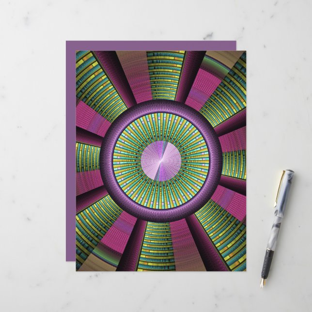 Art Fractal Moderne Rond Et Coloré (Devant/Arrière en situation)
