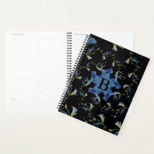 Art fractal Sage bleu et noir Monogramme