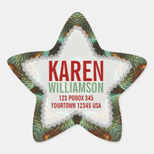 Art Fractal Vert & Or Personnalisé Nom Stickers St