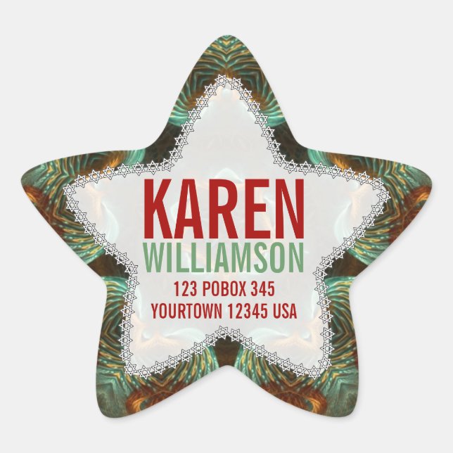 Art Fractal Vert & Or Personnalisé Nom Stickers St (Devant)