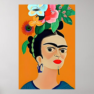 Art Frida Kahlo, affiche florale