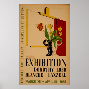 Art Gallery Exposition Boston Vintage WPA Poster