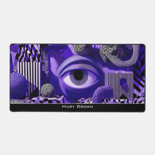 Art Géométrique Abstrait Moderne Noir Blanc Violet (Recto)