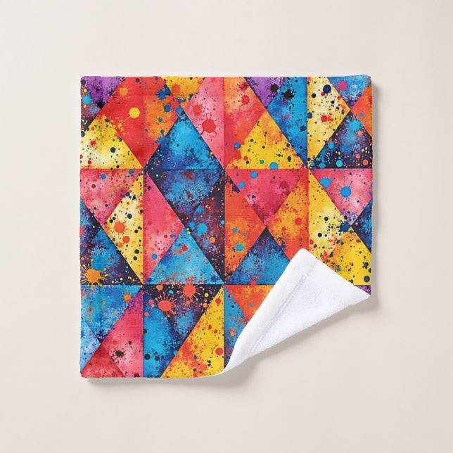 Art Géométrique : Chaos Vibrant (Gant de toilette)