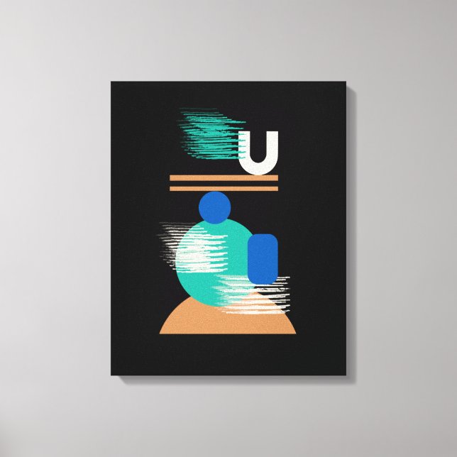 Art géométrique minimaliste sur toile noire (Recto)