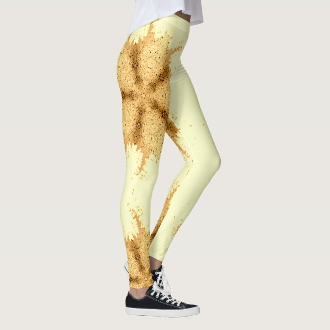 Art géométrique moderne sepia jaune leggings femme (Droite)