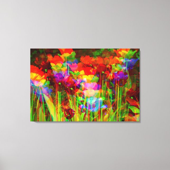 ART GLITCH sur tulipes en fleurs sur toile étirée (Recto)