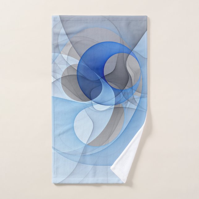 Art graphique fractal abstrait bleu gris moderne (Serviette à main)