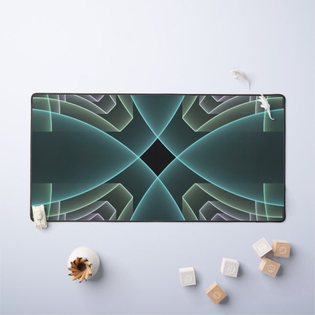 Art graphique géométrique fractal sarcelle moderne (Tableau pour enfants)