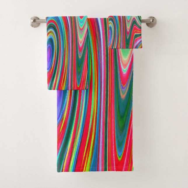 Art Groovy Abstrait Rouge, Vert et Bleu Trippy (En situation)