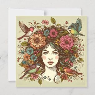 Art Imprimer Magnet Card Oiseaux Chanson À L'Autom