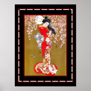 Art japonais Geisha Lady Poster vintage