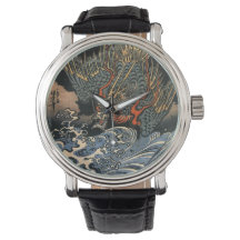 Art japonais Ukiyo-e Dragon Montre en cuir
