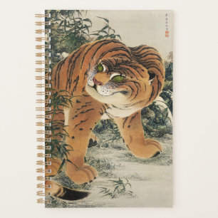 Art japonais vintage du tigre d'Edo dans une forêt