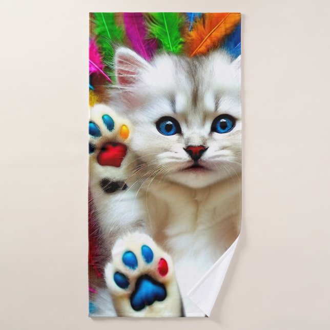 Art Kitten blanc (Serviette de bain)