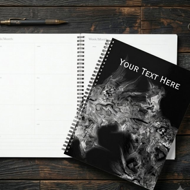 Art Moderne Abstrait Fumée Monochrome (Sleek monochrome smoke design planner for the stylish professional. Stay organized in elegance.)