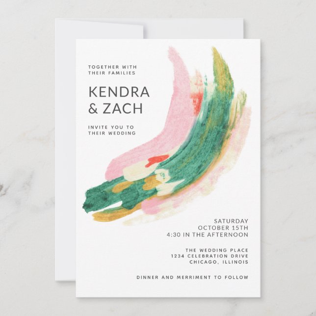 Art moderne Abstrait Peint Strokes Mariage (Devant)