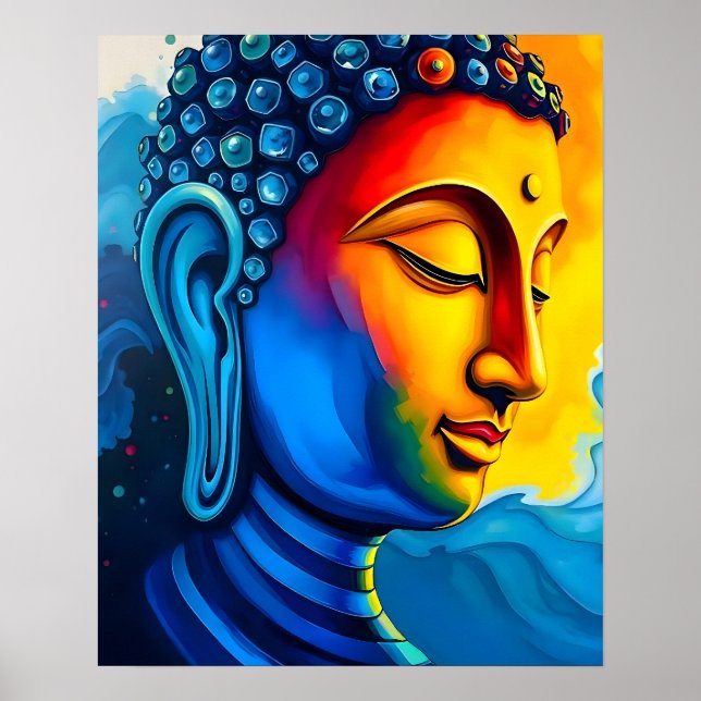 Art moderne Abstrait | Tableau Portrait de Bouddha (Devant)