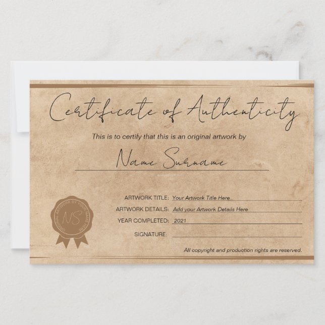 Art moderne Certificat d'authenticité par (Devant)
