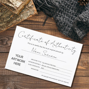Art moderne Certificat d'authenticité par