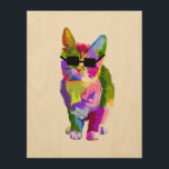 Art moderne cool pop art chaton chaton<br><div class="desc">Un joli design pop art coloré d'un chat cool avec lunettes de soleil. Art moderne funky pour amoureux de les chats partout.</div>