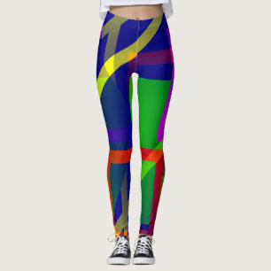 Art moderne Graphisme couleur bloc Leggings d'art