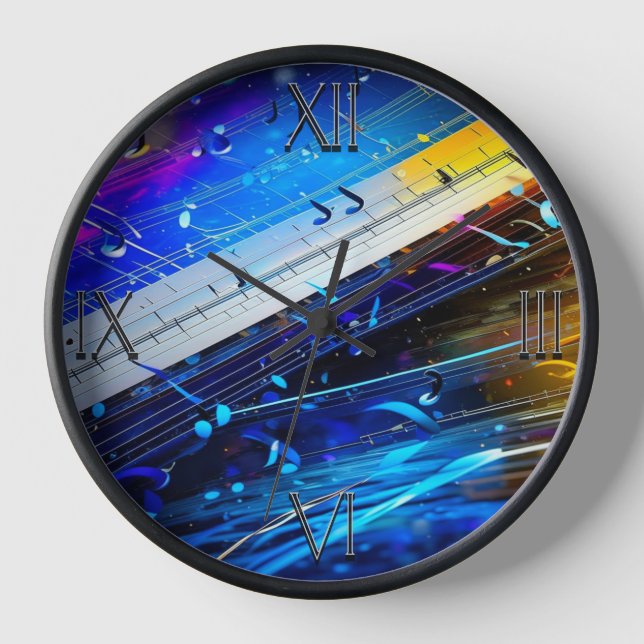 Art moderne Musique note Mur Horloge 10 pouces ron (Recto)