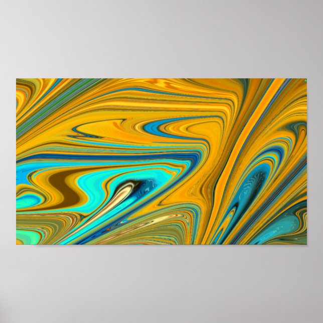 Art moderne Orange et Poster Turquoise (Devant)