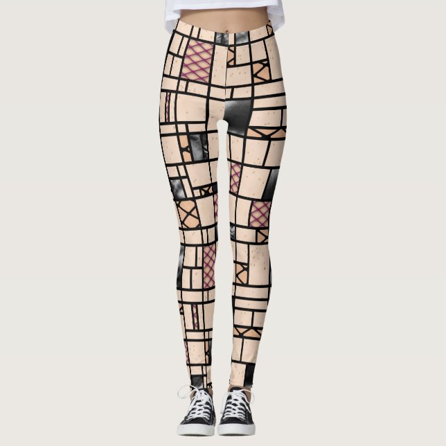 Art moderne Peau de pêche et cuirs Motifs Leggings (Devant)