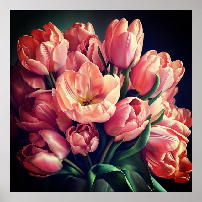 Art moderne poster fleurs imprimées (Devant)