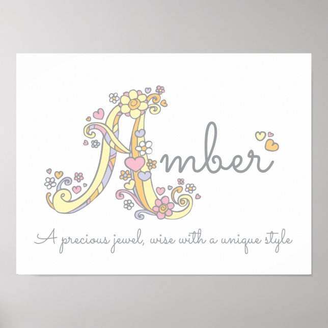 Art monogramme Amber girls name signifiant affiche (Devant)